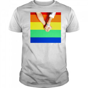 Holding onto pride shirt