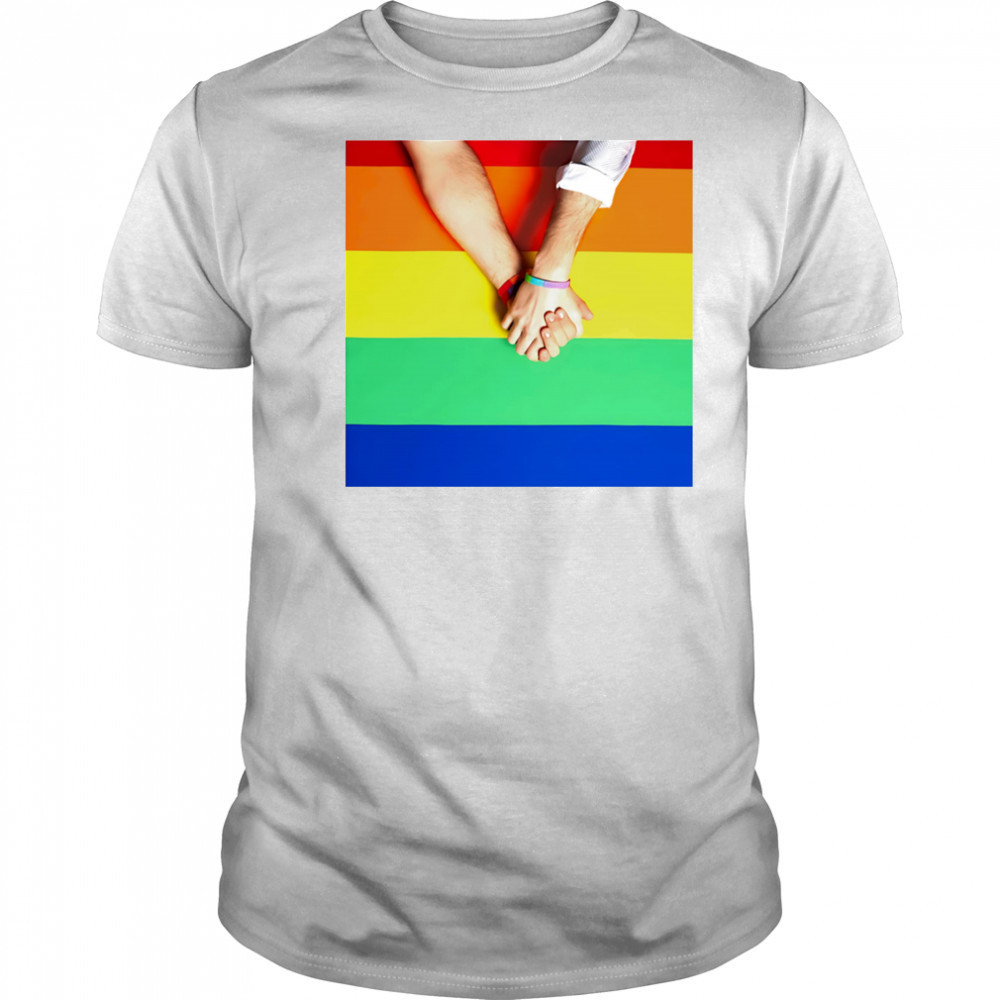 Holding onto pride shirt