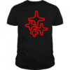 Red 4 star T shirt