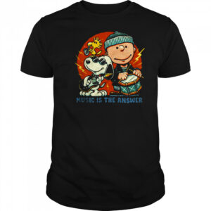 Woodstock Snoopy and Charlie Brown music is the answer shirt