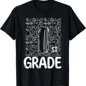 1st Grade Typography Team First Grade Teacher Back To School T-Shirt