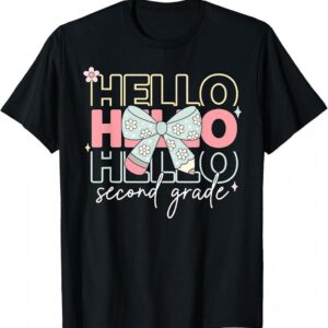 Hello 2nd Grade Teacher Coquette Bow Back To School Girls T-Shirt