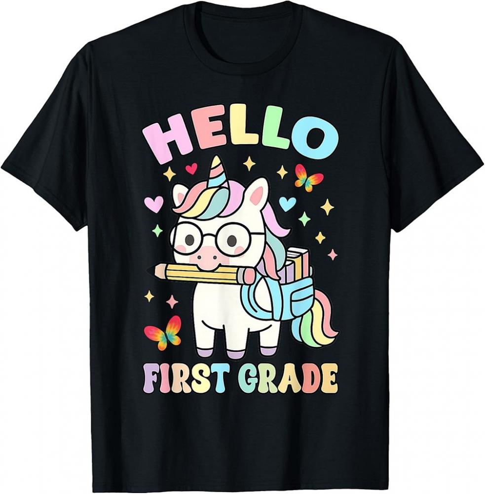 Hello First Grade Cute Rainbow Unicorn Back to School Girls T-Shirt Hello First Grade Cute Rainbow Unicorn Back to School Girls T-Shirt