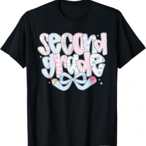 Preppy Second Grade Coquette Bow Back To School Teachers Kid T-Shirt