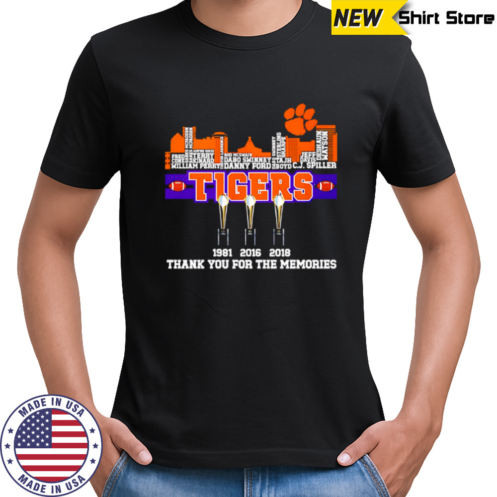 Clemson Tigers 1981-2016-2018 Champions Thank You For The Memories shirt
