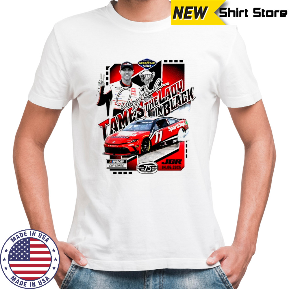 Denny Hamlin Checkered Flag Sports 2025 Goodyear 400 Race Winner signature shirt