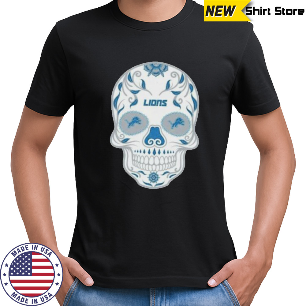 Detroit Lions Skull Printed Vintage Men’s Oversized Shirt
