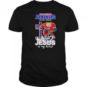 Florida Panthers in my veins Jesus in my heart mascot shirt