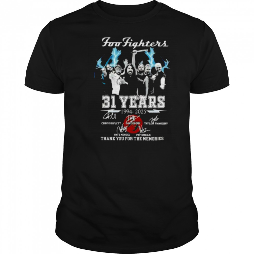 Foo Fighters 31 years 1994 2025 thank you for the memories signature shirt