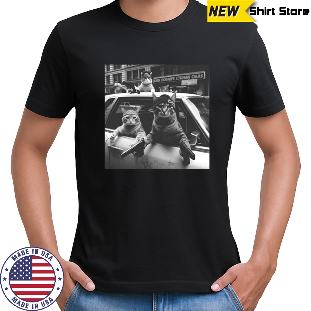 Funny Cat Gang Retro Vintage Graphic Shirt