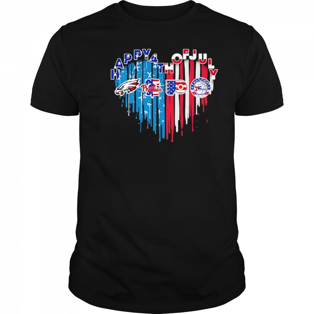 Happy 4th of July American heart Philadelphia sports