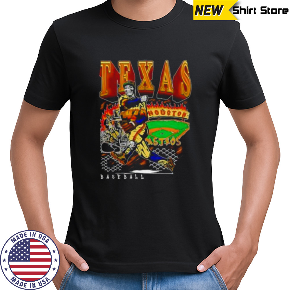 Houston Texas Baseball player skeleton art shirt