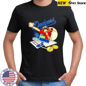 One Piece Monkey D. Luffy X Los Angeles Dodgers left field shirt