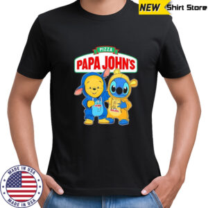 Papa john’s pooh and stitch friends shirt
