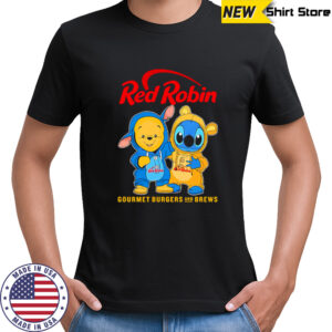 Red robin pooh and stitch friends shirt