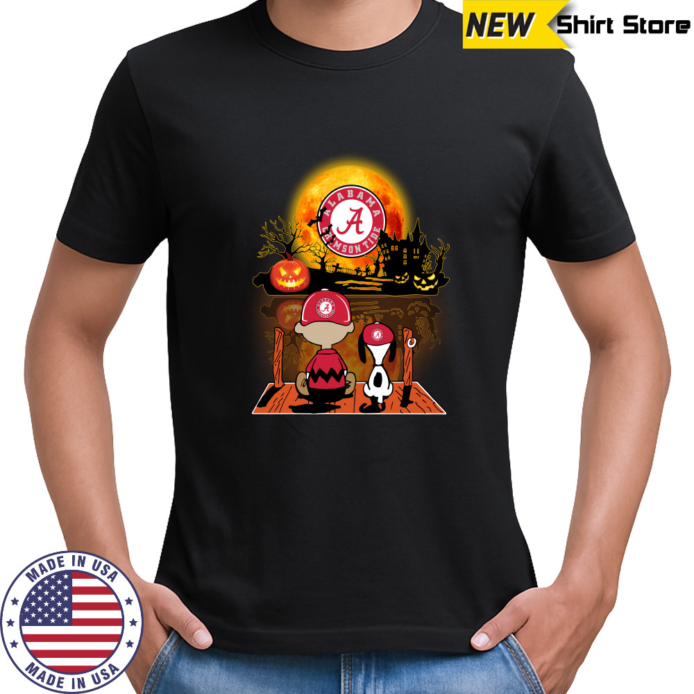 Snoopy and Charlie Brown Pumpkin Alabama Crimson Tide Halloween Moon shirt