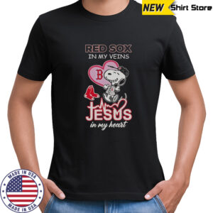 Snoopy Boston Red Sox In My Veins Jesus In My Heart T-Shirt