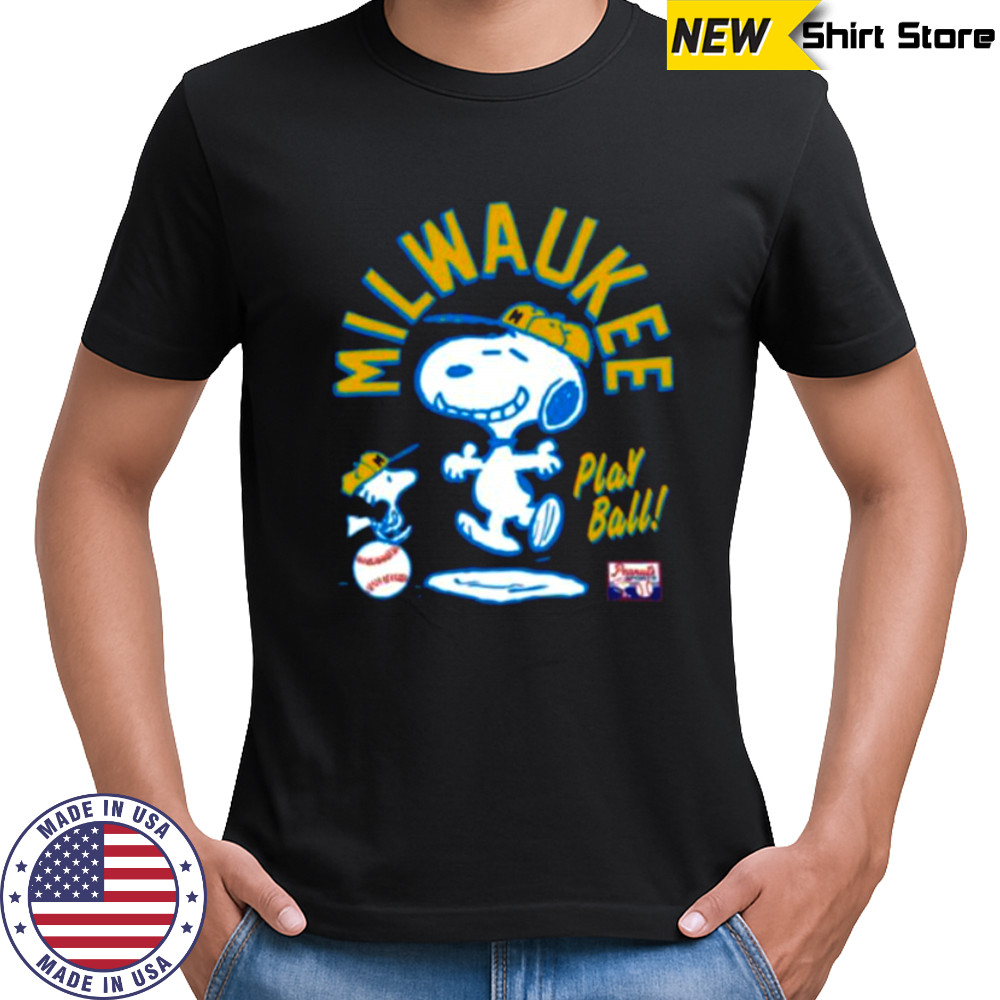 Snoopy Peanuts Ripple Junction Milwaukee Baseball shirt