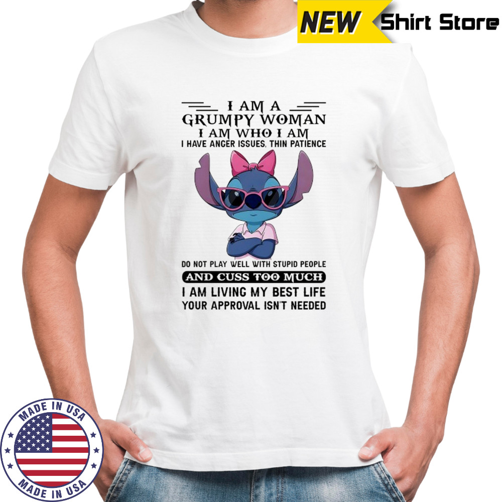 Stitch I am a Grumpy Wpman I am who I am I have anger issues shirt