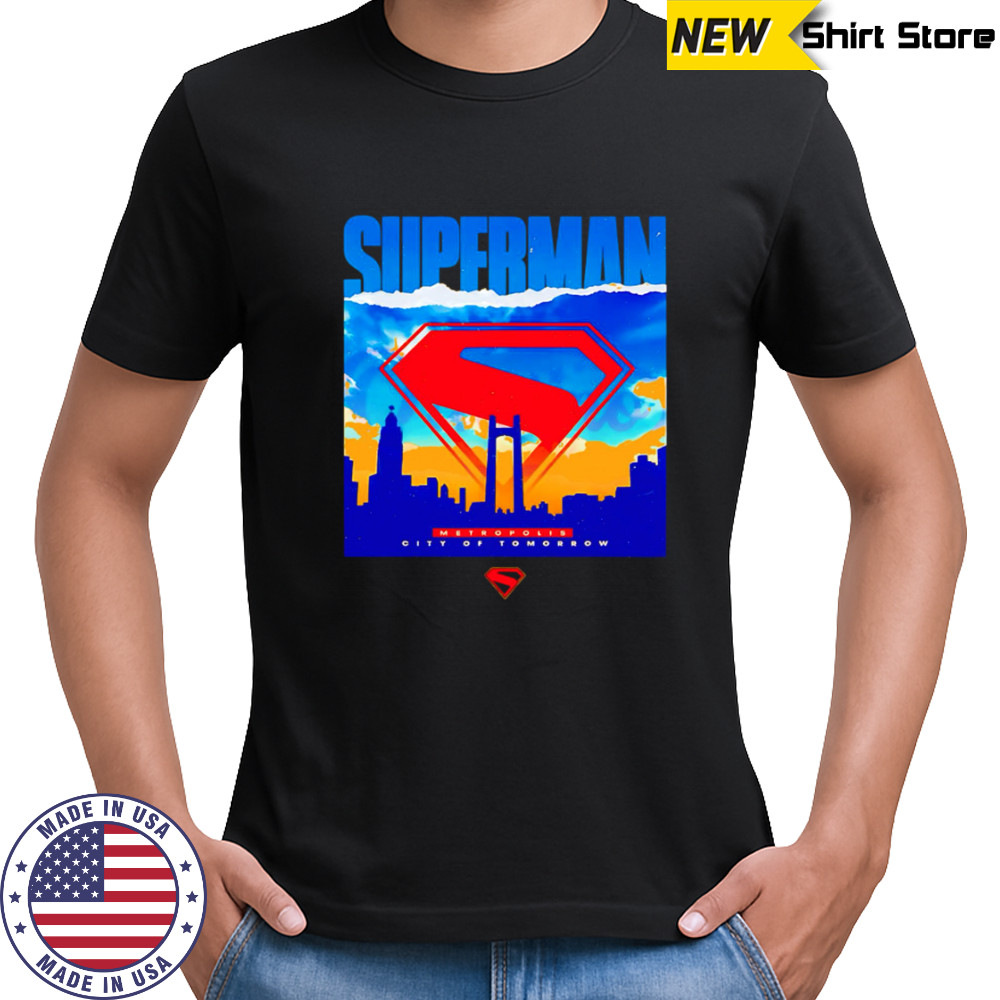 Superman metropolis city of tomorrow ripped poster shirt
