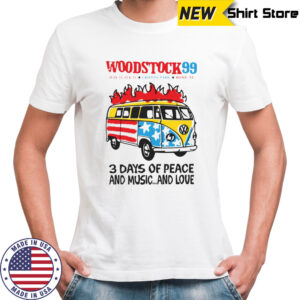 Woodstock 99′ 3 days of peace and music and love Volkswagen bus shirt