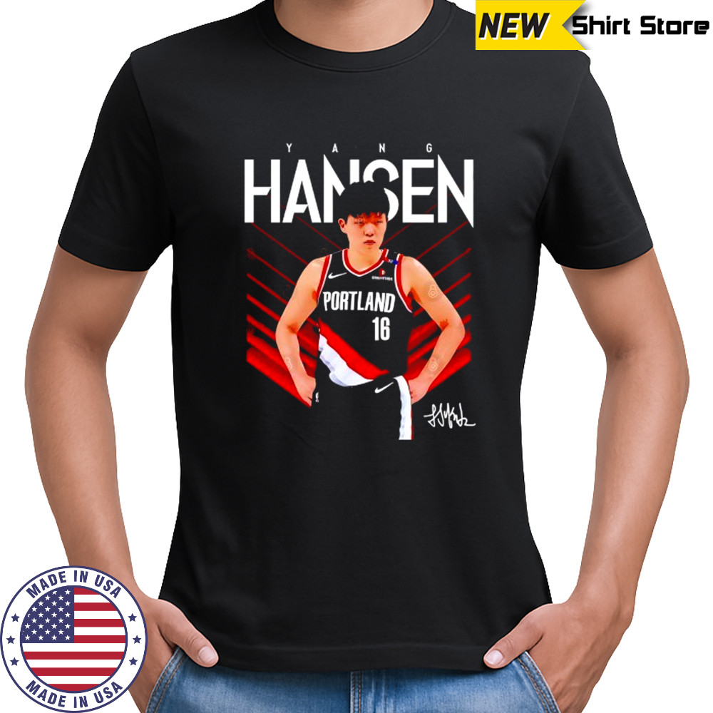 Yang Hansen Portland Trail Blazers signature shirt