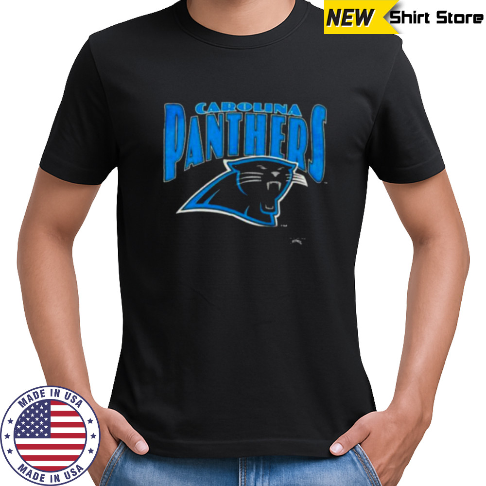 1993 Carolina Panthers Vintage Black Nutmeg Mills Big Logo Spellout NFL Shirt