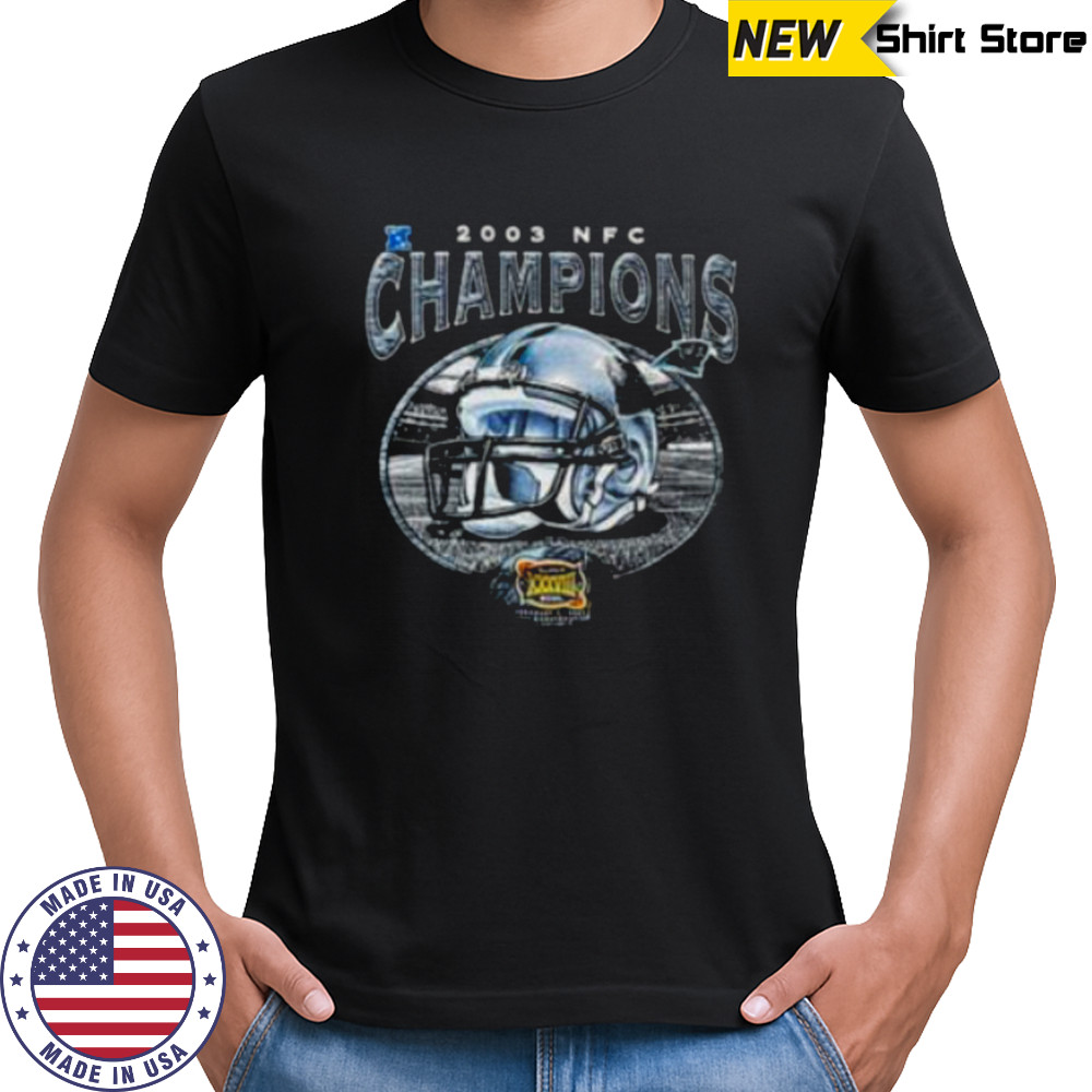 2003 Carolina Panthers NFC Champions Super Bowl XXXVIII Vintage NFL Helmet Shirt