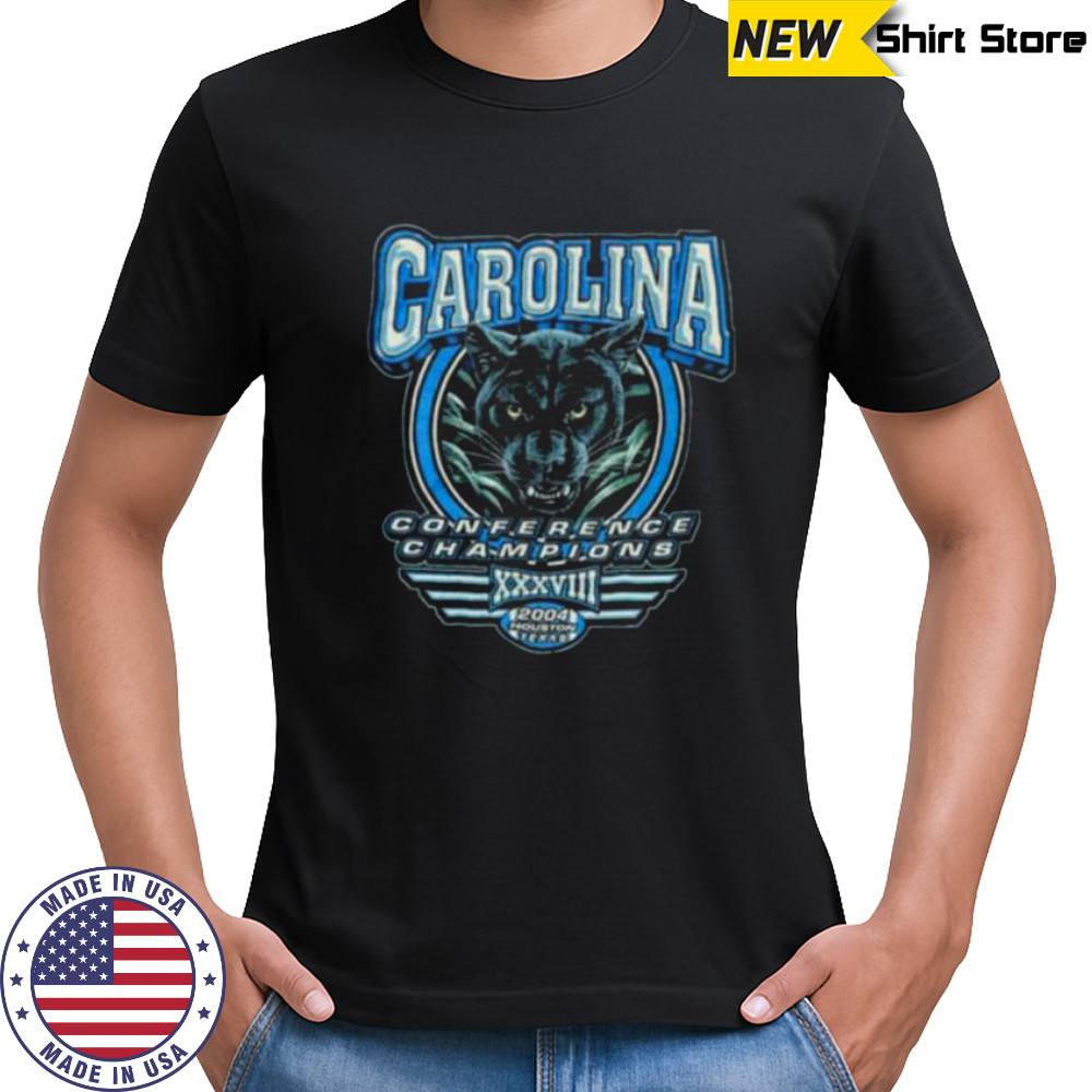 2004 Carolina Panthers Vintage NFC Conference Champions Realistic Cat Face NFL Shirt