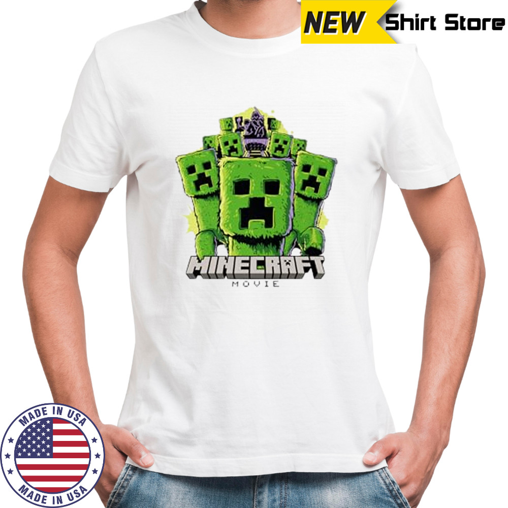 A Minecraft Movie Group Of Creepers Surrounding The Heroes T-Shirt