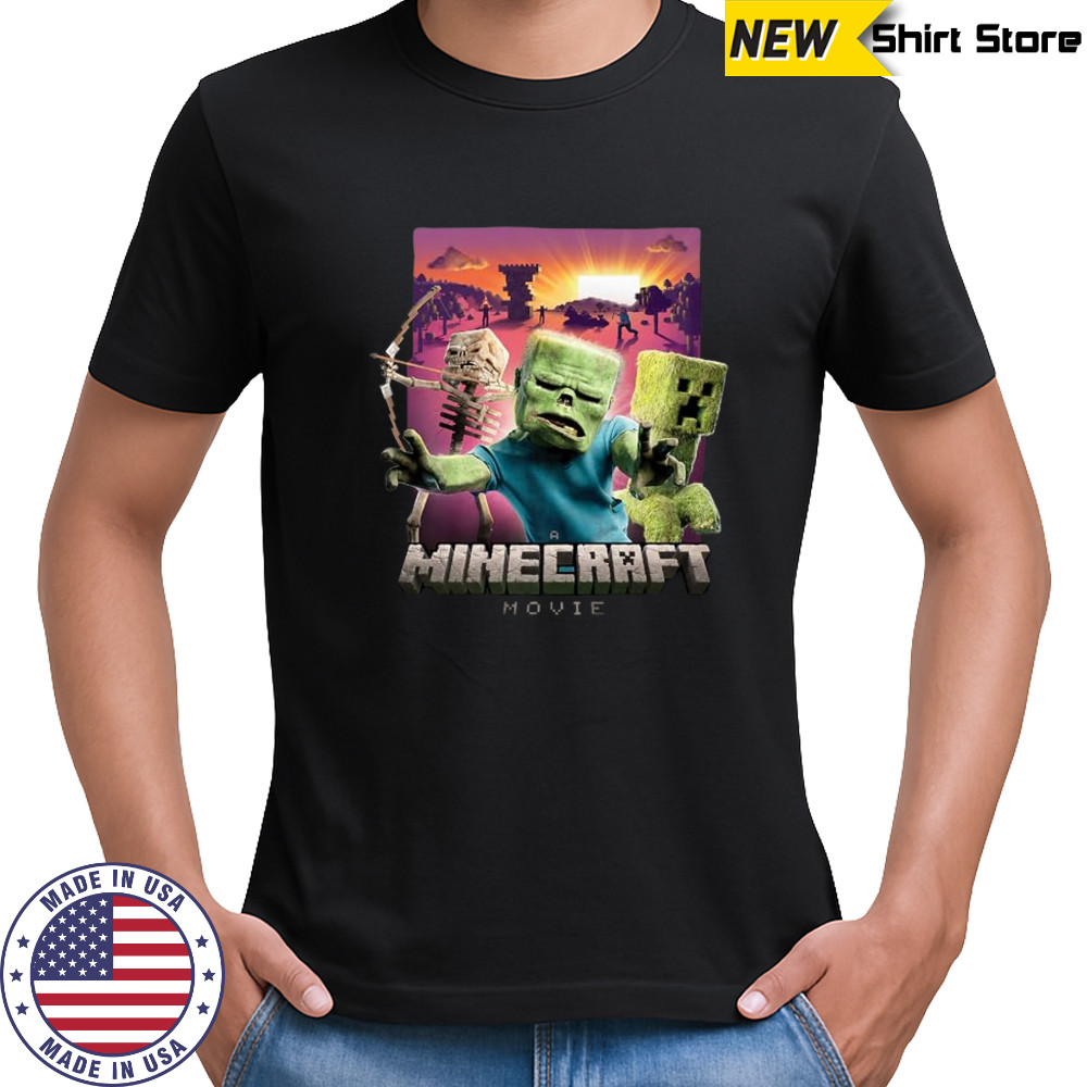 A Minecraft Movie Skeleton Zombie & Creeper Group Portrait T-Shirt