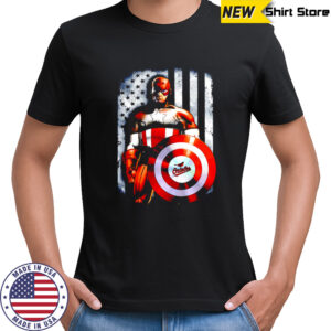 Baltimore Orioles Baseball Captain America Marvel American Flag shirt