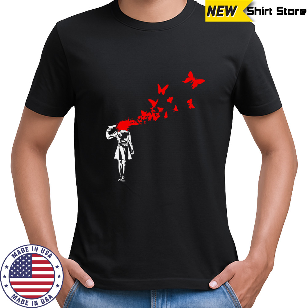 Banksy Butterflies Girl Street Graffiti Artist T-Shirt