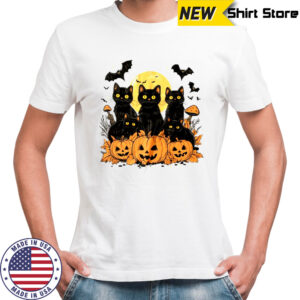 Black Cat Pumpkin Retro Halloween Cat Gothic Spooky Season shirt