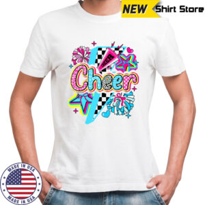Cheer Mom Cheerleader Coquette Bow Colorful Football Season shirt