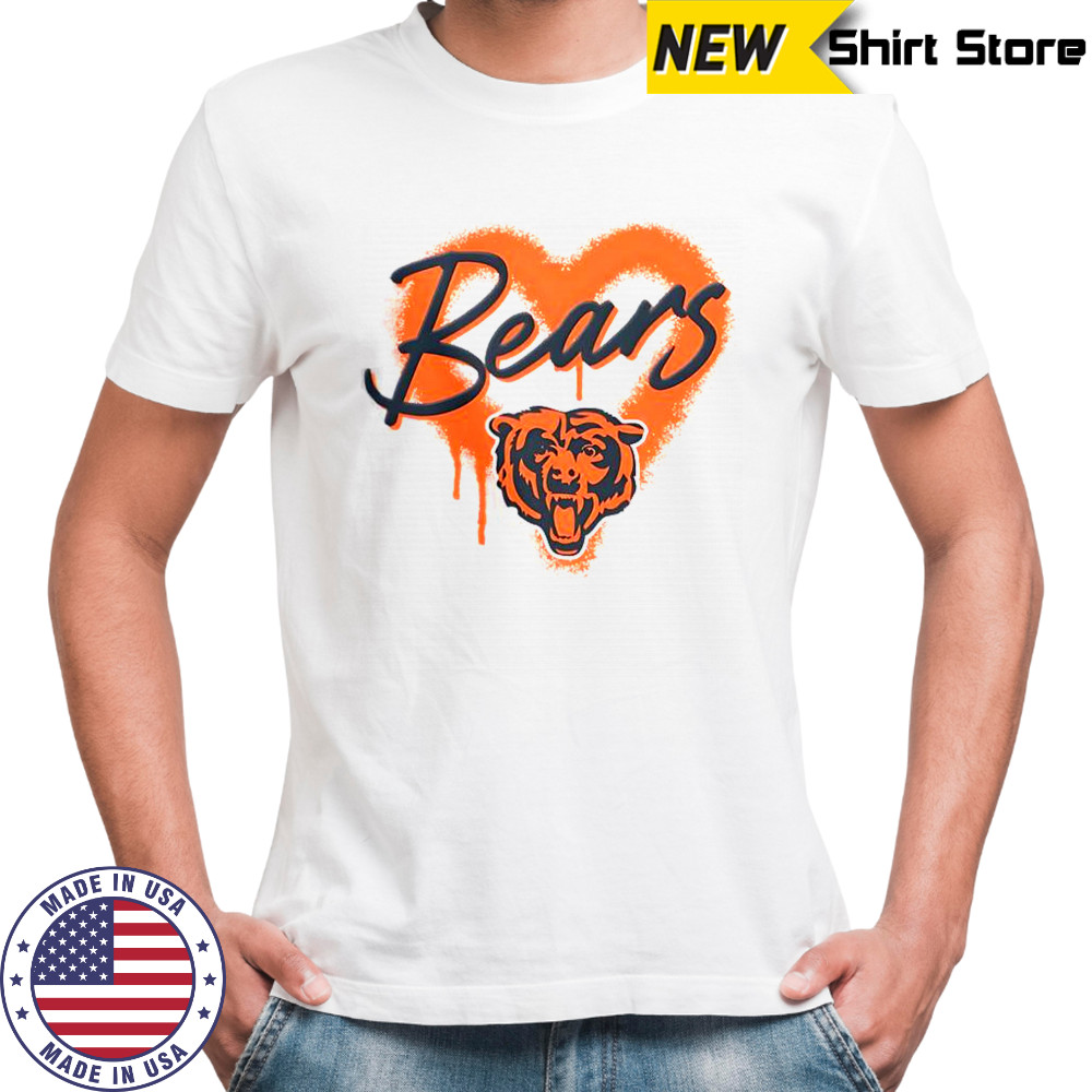 Chicago Bears Football Spray Heart T-Shirt