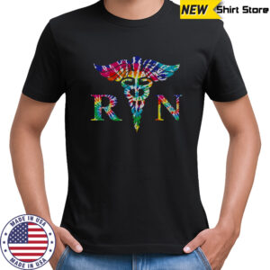 Colorful Tie-Dye RN Nurse Caduceus T-Shirt