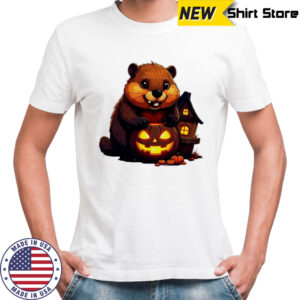 Cute Beaver with Halloween Jack-o-Lantern shirt