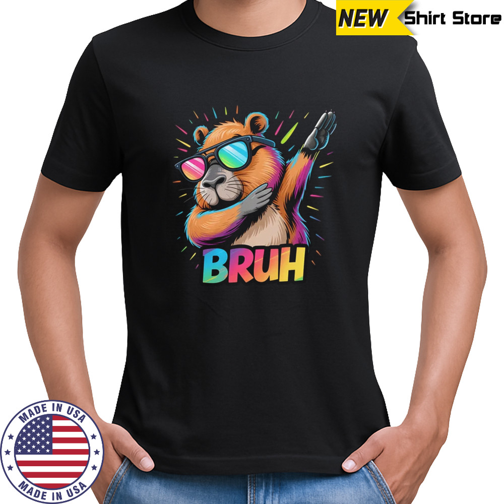 Dabbing Capy Bruh Teens Youth Kids Meme Rodent Lovers shirt
