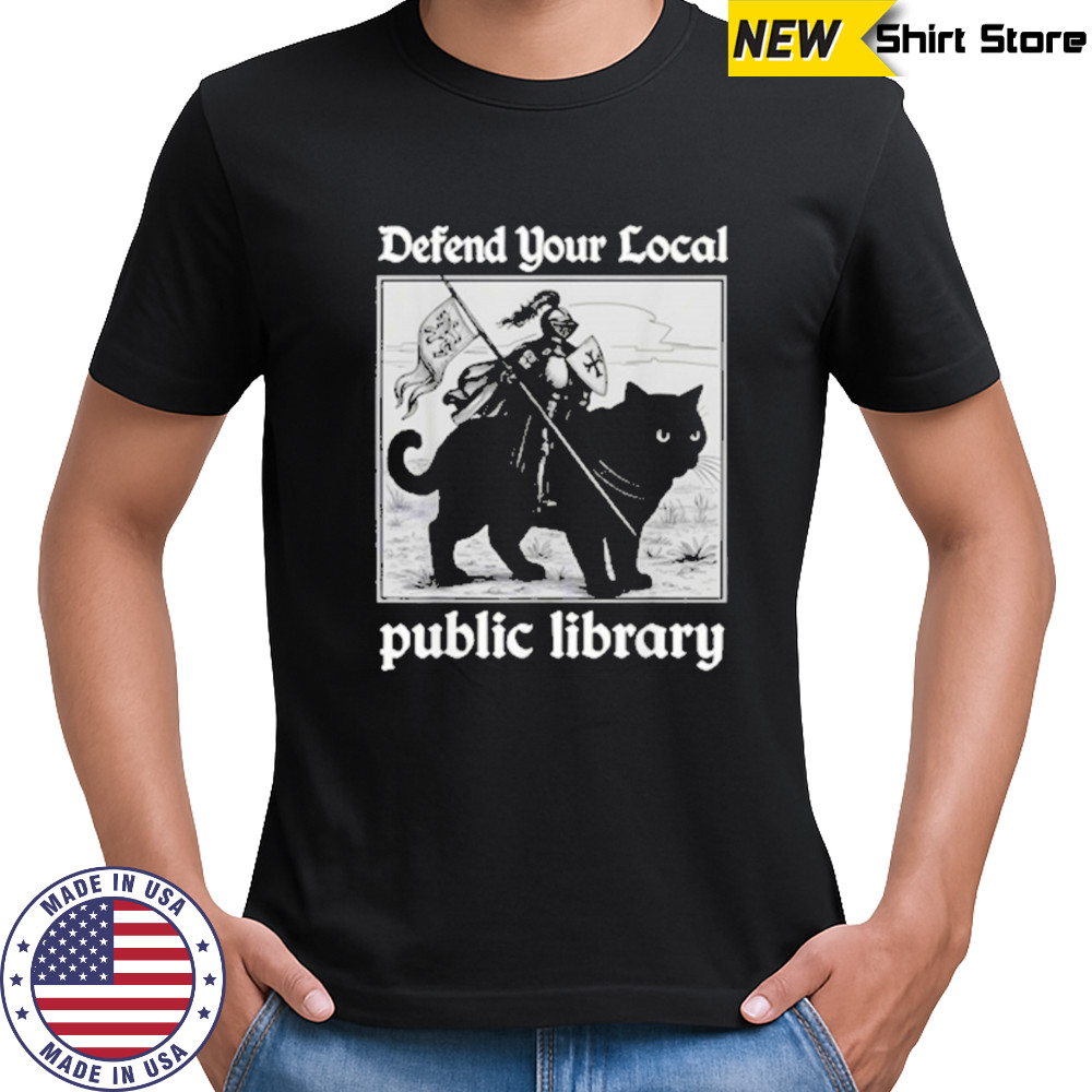 Defend Your Local Public Library Knight Cat T-Shirt