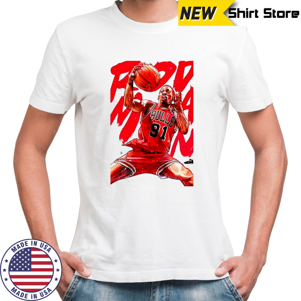 Dennis Rodman basketball superstar pose graphic shirt