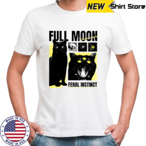 Full Moon Feral Instinct Black Cat Halloween Mens Cotton T-Shirt