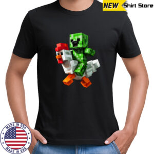 Funny Minecraft Creeper and Chicken T-Shirt