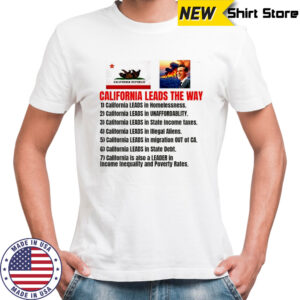 Gavin Newsom California Leads the way California Leads in Homelessness Unaffordablity shirt