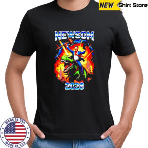 Gavin Newsom Ride a Dinosaur 2028 shirt