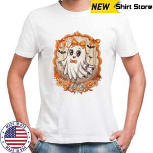 Ghost Fall Halloween Bows Flowers Girly Spooky Season shirt