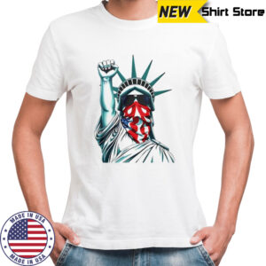 Liberty with American flag mask shirt