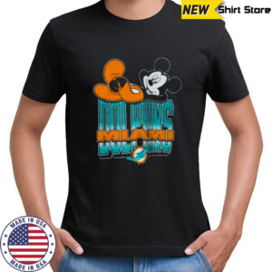 Miami Dolphins Mickey at Quarterback Disney Vintage Football T Shirt