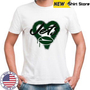New York Jets Natural Spray Heart Boxy paint shirt