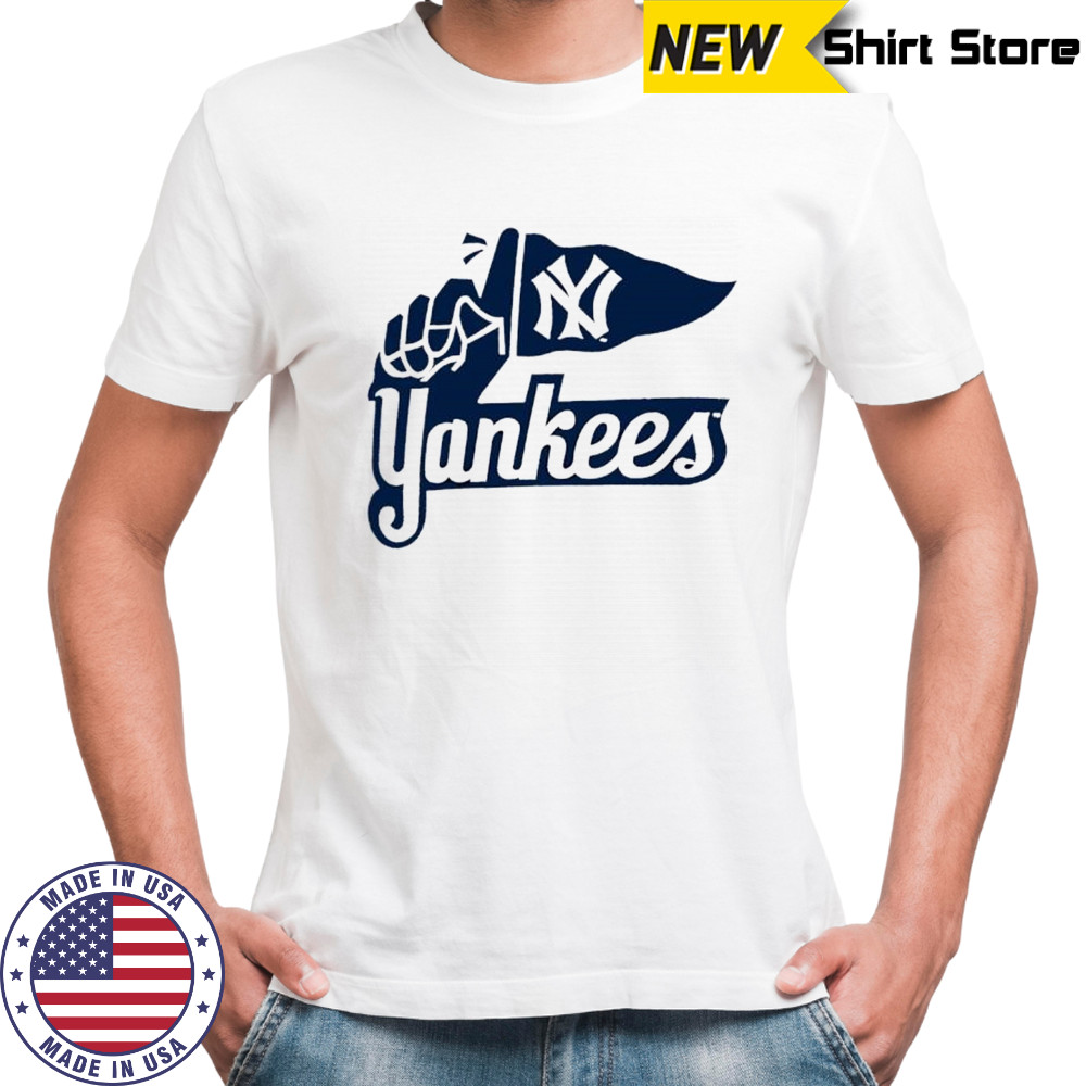 New York Yankees Logo Hand Holding Flag Iconic Baseball shirt